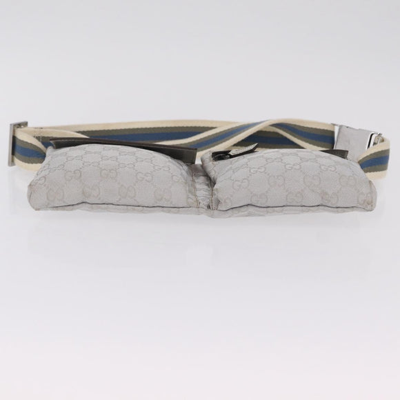 GUCCI GG Canvas Waist Bag Silver 28566 Auth 208662