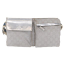 GUCCI GG Canvas Waist Bag Silver 28566 Auth 208662-2