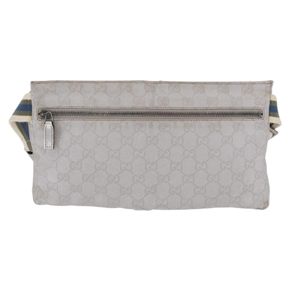 GUCCI GG Canvas Waist Bag Silver 28566 Auth 208662