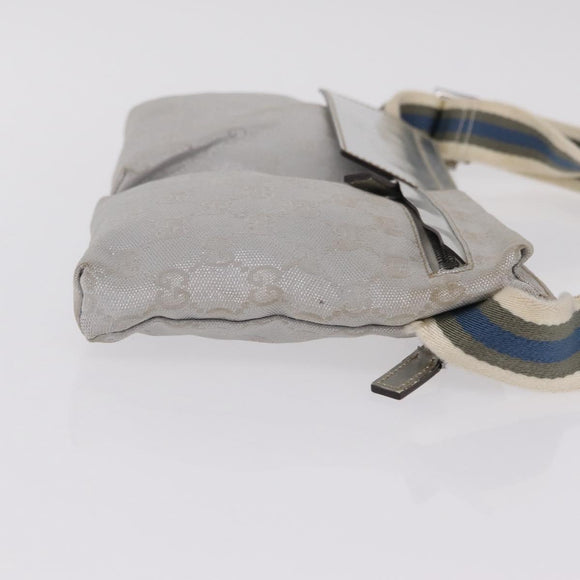 GUCCI GG Canvas Waist Bag Silver 28566 Auth 208662