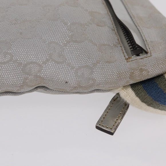 GUCCI GG Canvas Waist Bag Silver 28566 Auth 208662