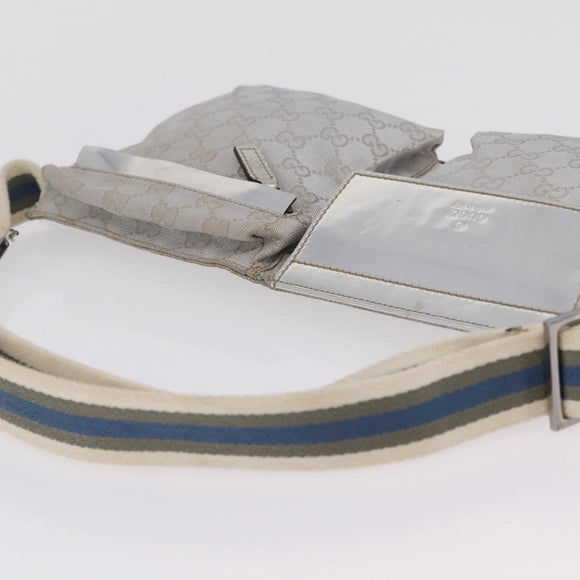 GUCCI GG Canvas Waist Bag Silver 28566 Auth 208662