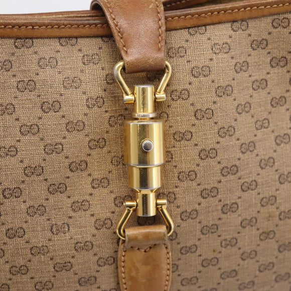 GUCCI Micro GG Supreme Jackie Hand Bag PVC Beige Gold Auth 208663