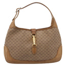 GUCCI Micro GG Supreme Jackie Hand Bag PVC Beige Gold Auth 208663-2
