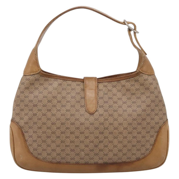 GUCCI Micro GG Supreme Jackie Hand Bag PVC Beige Gold Auth 208663