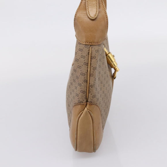 GUCCI Micro GG Supreme Jackie Hand Bag PVC Beige Gold Auth 208663