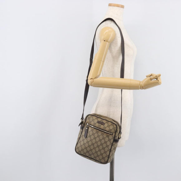 GUCCI GG Supreme Shoulder Bag PVC Beige Gold 233268 Auth 208664