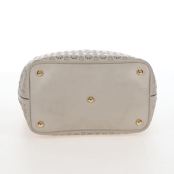 LOEWE Hand Bag Leather Gray Gold Auth 208665V