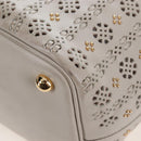 LOEWE Hand Bag Leather Gray Gold Auth 208665V-16