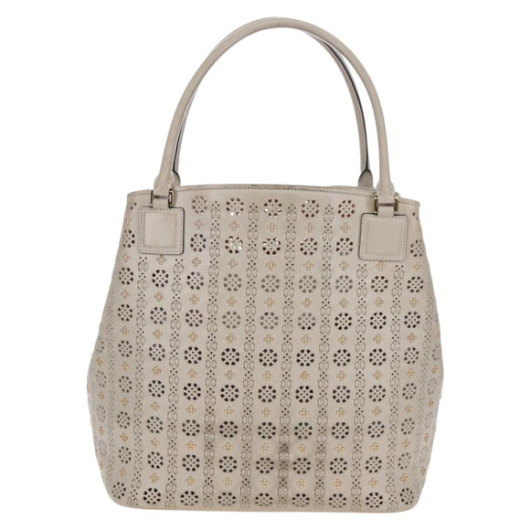 LOEWE Hand Bag Leather Gray Gold Auth 208665V