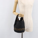 FENDI Hand Bag Canvas Black Brown Auth 208666-19
