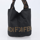 FENDI Hand Bag Canvas Black Brown Auth 208666-4