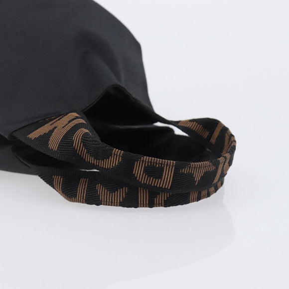 FENDI Hand Bag Canvas Black Brown Auth 208666