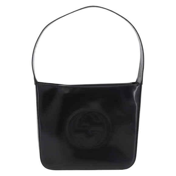 GUCCI Shoulder Bag patent Black 000 1186 0506 Auth 208668