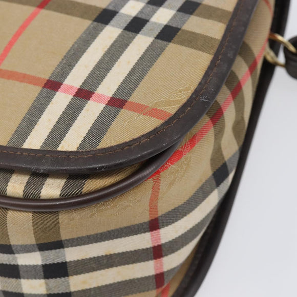 Burberrys Nova Check Shoulder Bag Canvas Beige Gold Auth 208676