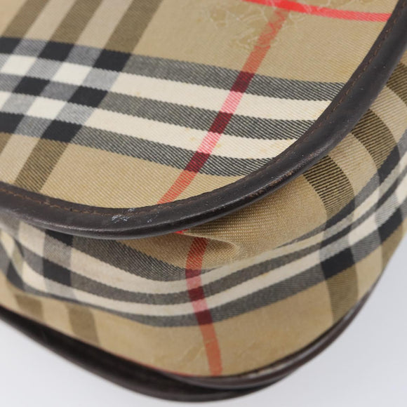 Burberrys Nova Check Shoulder Bag Canvas Beige Gold Auth 208676