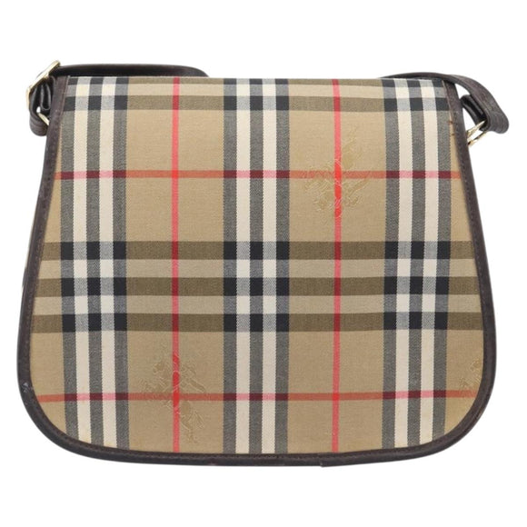 Burberrys Nova Check Shoulder Bag Canvas Beige Gold Auth 208676