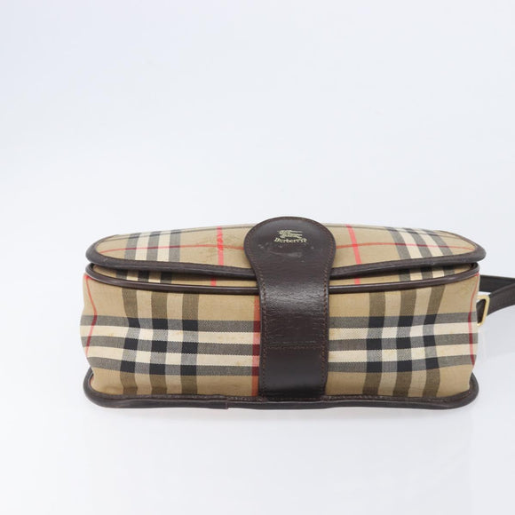 Burberrys Nova Check Shoulder Bag Canvas Beige Gold Auth 208676