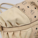 MCM Vicetos Logogram Tote Bag PVC Leather Beige Gold Auth 208677A-18