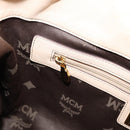 MCM Vicetos Logogram Tote Bag PVC Leather Beige Gold Auth 208677A-23