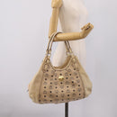 MCM Vicetos Logogram Tote Bag PVC Leather Beige Gold Auth 208677A-25