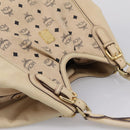 MCM Vicetos Logogram Tote Bag PVC Leather Beige Gold Auth 208677A-6
