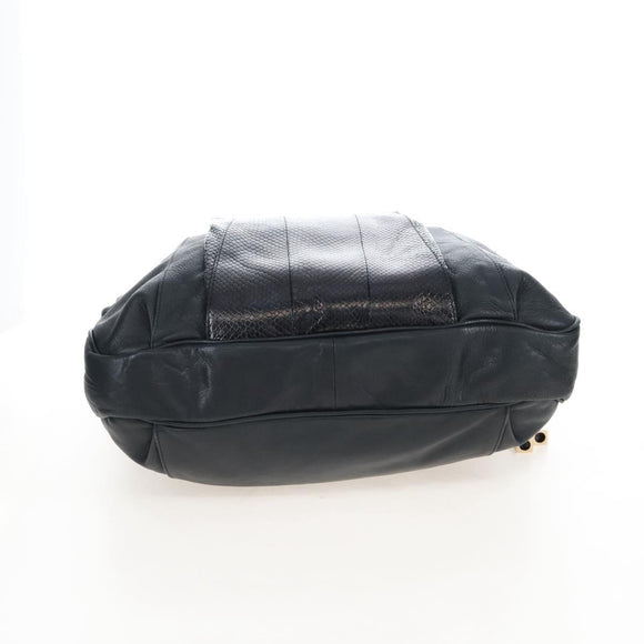 See By Chloe Shoulder Bag Leather Black Gold Auth 208678A