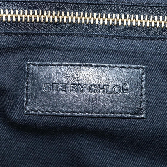 See By Chloe Shoulder Bag Leather Black Gold Auth 208678A
