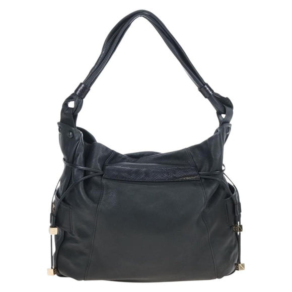 See By Chloe Shoulder Bag Leather Black Gold Auth 208678A