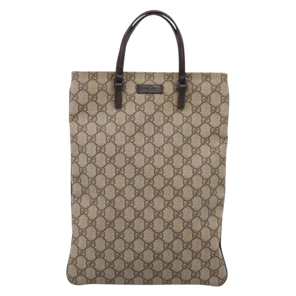 GUCCI GG Supreme Hand Bag PVC Beige Silver 117551 Auth 208679V