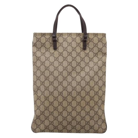 GUCCI GG Supreme Hand Bag PVC Beige Silver 117551 Auth 208679V