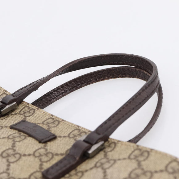 GUCCI GG Supreme Hand Bag PVC Beige Silver 117551 Auth 208679V