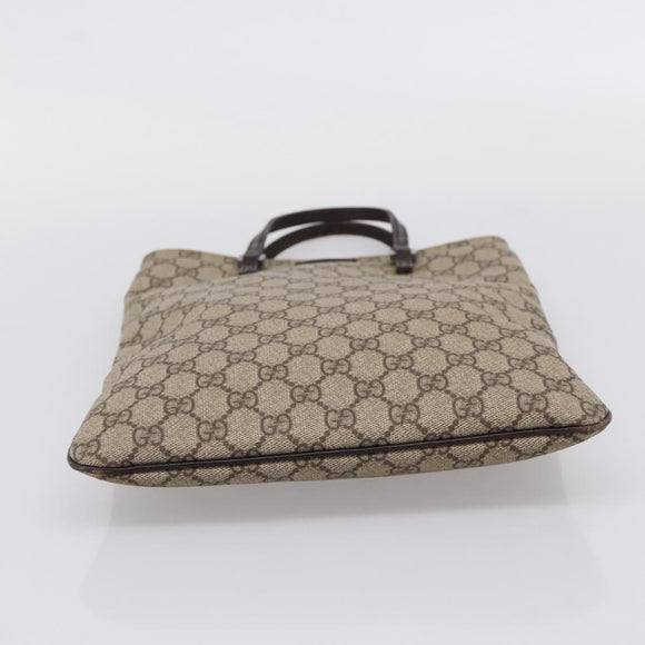 GUCCI GG Supreme Hand Bag PVC Beige Silver 117551 Auth 208679V