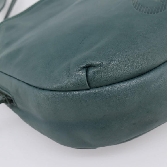 LOEWE Shoulder Bag Leather Green Gold Auth 208687