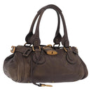 Chloe Paddington Hand Bag Leather Brown Gold Silver Auth 208688V-1