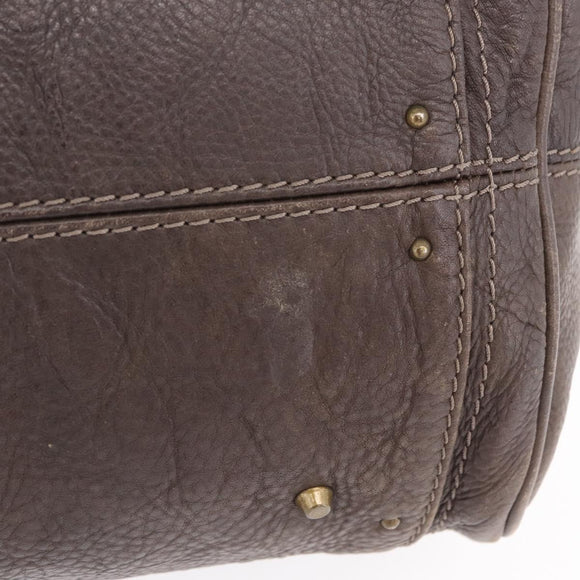 Chloe Paddington Hand Bag Leather Brown Gold Silver Auth 208688V