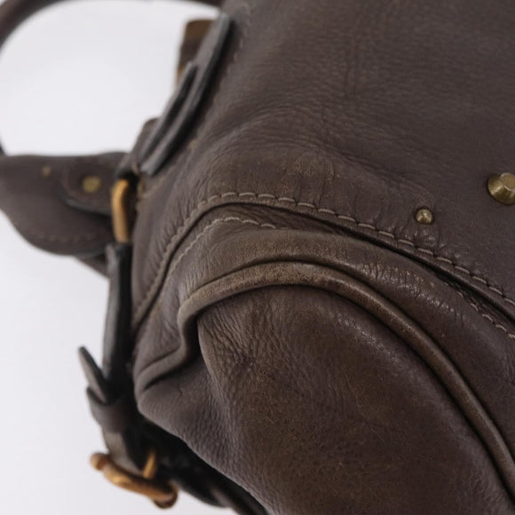 Chloe Paddington Hand Bag Leather Brown Gold Silver Auth 208688V