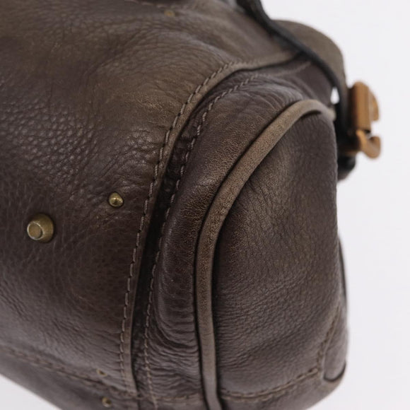 Chloe Paddington Hand Bag Leather Brown Gold Silver Auth 208688V