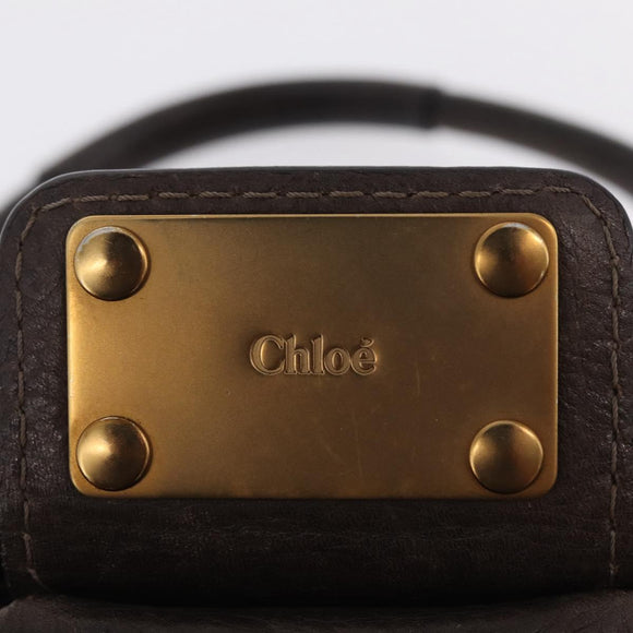 Chloe Paddington Hand Bag Leather Brown Gold Silver Auth 208688V