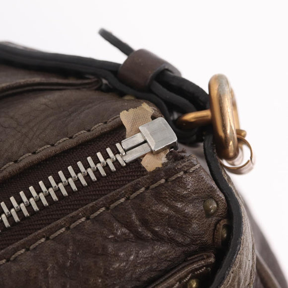 Chloe Paddington Hand Bag Leather Brown Gold Silver Auth 208688V