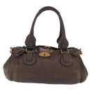 Chloe Paddington Hand Bag Leather Brown Gold Silver Auth 208688V-2