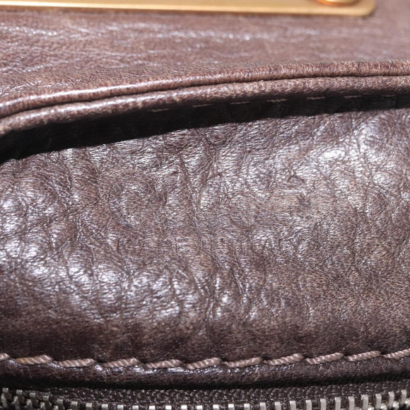 Chloe Paddington Hand Bag Leather Brown Gold Silver Auth 208688V