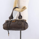 Chloe Paddington Hand Bag Leather Brown Gold Silver Auth 208688V-28
