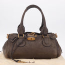 Chloe Paddington Hand Bag Leather Brown Gold Silver Auth 208688V-29
