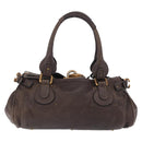 Chloe Paddington Hand Bag Leather Brown Gold Silver Auth 208688V-3