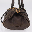 Chloe Paddington Hand Bag Leather Brown Gold Silver Auth 208688V-4