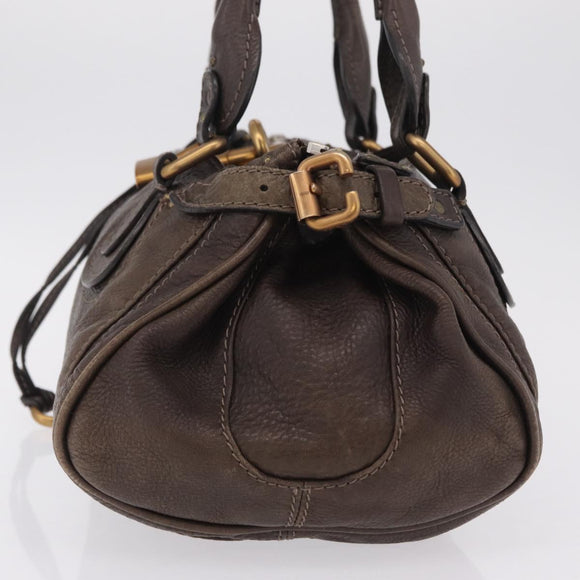 Chloe Paddington Hand Bag Leather Brown Gold Silver Auth 208688V
