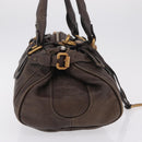 Chloe Paddington Hand Bag Leather Brown Gold Silver Auth 208688V-5