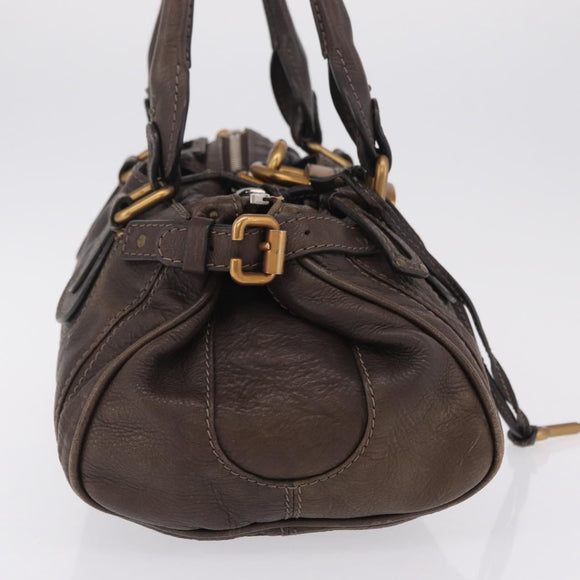 Chloe Paddington Hand Bag Leather Brown Gold Silver Auth 208688V