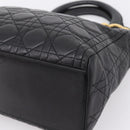 Christian Dior Canage Hand Bag Lamb Skin Black Gold Auth 208690A-9